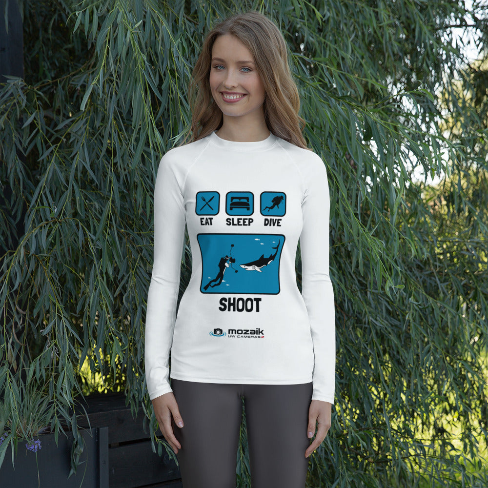 Mozaik Woman's Rash Guard - Eat Sleep Dive Shoot
