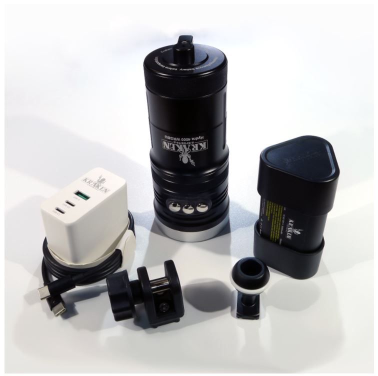 Overstock Kraken Hydra 4000 WRGBU (4000 Flood 6000 Burst Lumens) Underwater Video Light