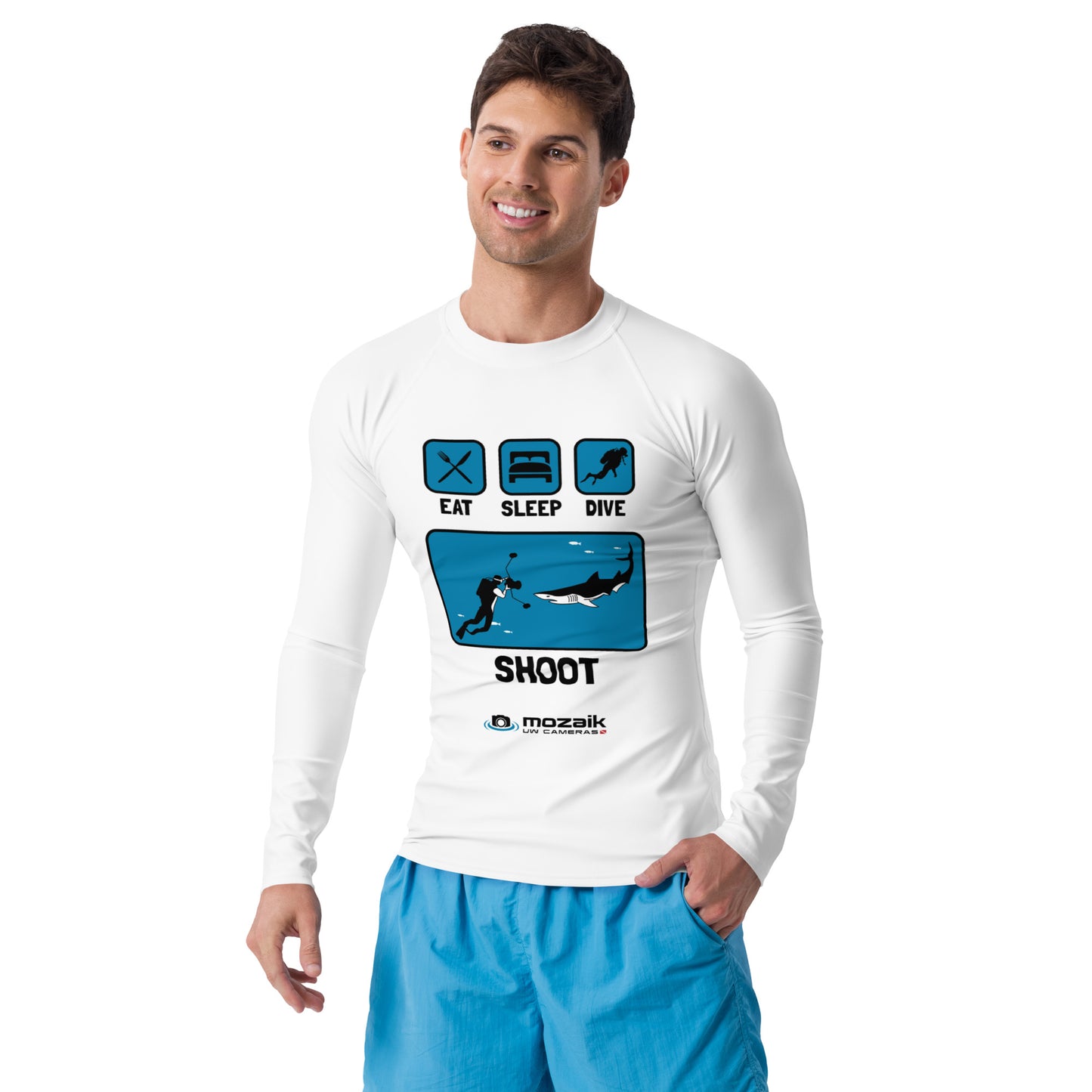 Mozaik Men's Rash Guard - Eat Sleep Dive Shoot