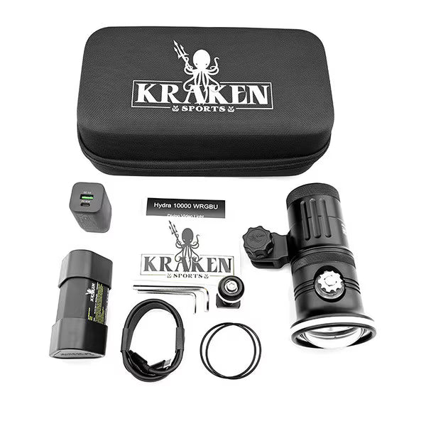 Kraken LTD 10000 (10000 Flood/1500 Spot Lumens) Underwater Video Light - OPENBOX